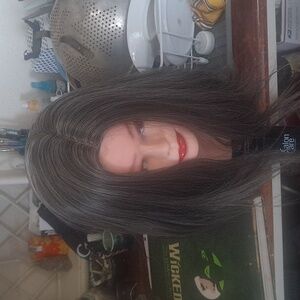 medium-length gray wig